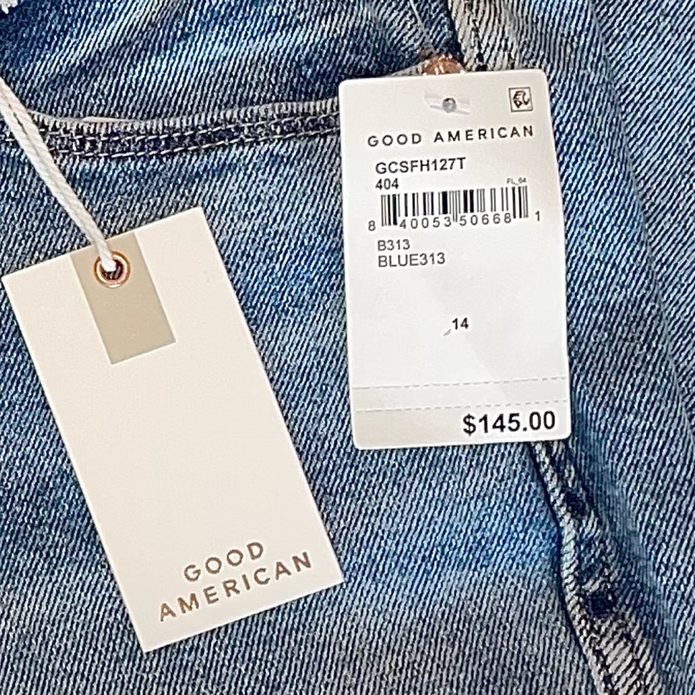 NWT GOOD AMERICAN Womens Super High Rise Good Curve Straight Leg Jeans - Size 14 - Picture 9 of 9